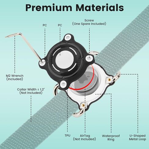 Waterproof Dog Collar Holder for Airtag – Dustproof, Ultra-Durable, Shockproof Case Compatible with Apple Air Tag (Not Included), Anti-Loss GPS Tracker Cover for Pets, Dogs, Cats in Saudi Arabia