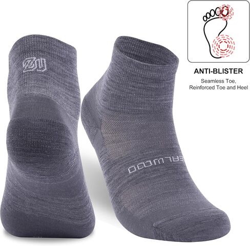 Athletic Running Socks, ZEALWOOD 3 Pairs Merino Wool Low Cut Ankle Anti-blister Cushion Hiking Socks For Men Women in Kuwait