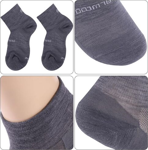Athletic Running Socks, ZEALWOOD 3 Pairs Merino Wool Low Cut Ankle Anti-blister Cushion Hiking Socks For Men Women in Kuwait