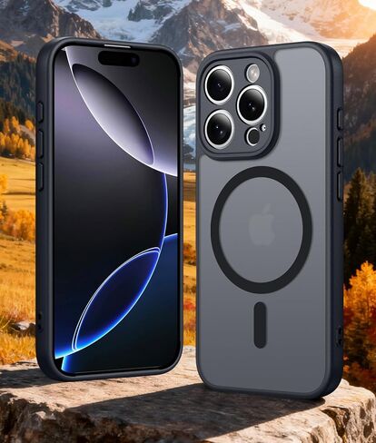 حافظة لهاتف iPhone 17 Pro Max، [متوافقة مع MagSafe] [حماية من السقوط العسكري] حماية كاملة للكاميرا مقاومة للصدمات وشفافة غير لامعة لهاتف iPhone 17 Pro Max 6.9 بوصة (أسود) in Saudi Arabia