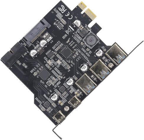 Keenso PCIe to USB 3.2 Card 5Gbps Expansion Card with 5 Ports for for Linux for OS X PC, Stable Connection, Black in Saudi Arabia