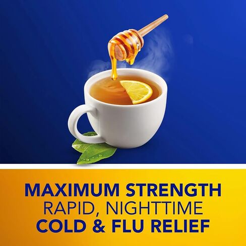 Vicks NyQuil Hot Remedy Powder Drink Mix, Rapid Relief Cold & Flu + Congestion, Honey Lemon Flavor, 8 Count in Saudi Arabia