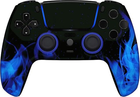 وحدة تحكم Custom Controllerzz Blue Flame Controller وحزمة الحافظة - تتضمن وحدة تحكم لاسلكية مخصصة لجهاز PS5 والكمبيوتر الشخصي وحامل وحدة التحكم in Saudi Arabia