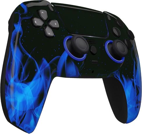 وحدة تحكم Custom Controllerzz Blue Flame Controller وحزمة الحافظة - تتضمن وحدة تحكم لاسلكية مخصصة لجهاز PS5 والكمبيوتر الشخصي وحامل وحدة التحكم in Saudi Arabia