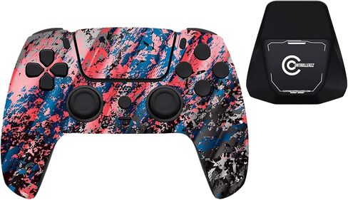 وحدة تحكم Custom Controllerzz Glacier Burn وحزمة الحافظة - تتضمن وحدة تحكم لاسلكية مخصصة لجهاز PS5 والكمبيوتر الشخصي وحامل وحدة التحكم in Saudi Arabia