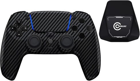 Custom Controllerzz Glossy Carbon Fiber Controller & Case Bundle – Includes Custom Wireless Controller for PS5, PC & Controller Stand in Saudi Arabia