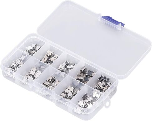 WALFRONT 100Pcs Micro MINI USB Female Plug Connector, Plated, Durable Design, for Digital Products and Household Appliances in Saudi Arabia