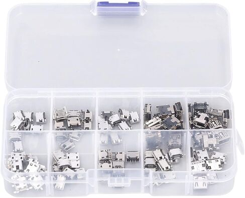 WALFRONT 100Pcs Micro MINI USB Female Plug Connector, Plated, Durable Design, for Digital Products and Household Appliances in Saudi Arabia