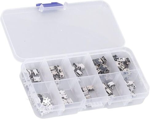 WALFRONT 100Pcs Micro MINI USB Female Plug Connector, Plated, Durable Design, for Digital Products and Household Appliances in Saudi Arabia