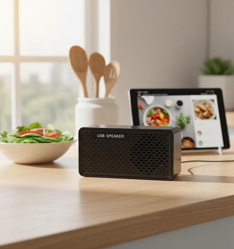 Mini USB Speaker for Laptop, 3W Vertical PC Computer Speaker, Plug and Play External Speaker with Single USB Cable, Built-in Audio Decoding Chip, Space-Saving Design for Notebook & Desktop in Saudi Arabia