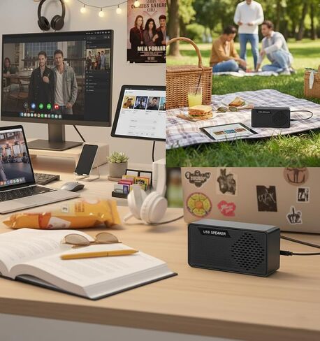 Mini USB Speaker for Laptop, 3W Vertical PC Computer Speaker, Plug and Play External Speaker with Single USB Cable, Built-in Audio Decoding Chip, Space-Saving Design for Notebook & Desktop in Saudi Arabia