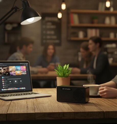Mini USB Speaker for Laptop, 3W Vertical PC Computer Speaker, Plug and Play External Speaker with Single USB Cable, Built-in Audio Decoding Chip, Space-Saving Design for Notebook & Desktop in Saudi Arabia