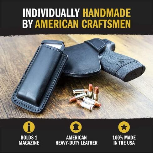 Relentless Tactical Leather Magazine Holder | Made in USA Sizes to fit virtually Any 9mm .40 .45 or .380 Pistol Mag | Single or Double Stack | IWB or OWB in Saudi Arabia