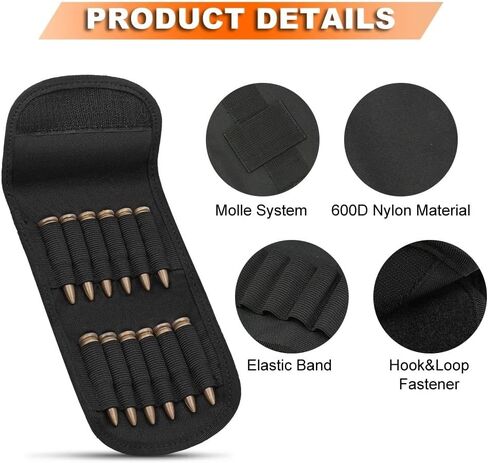 12 Rounds Ammo Carrier, Foldable Molle Cartridge Wallet Waterproof Rifle Magazine Pouch for 2.75" Belt in Saudi Arabia
