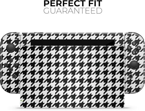Design Skinz - Compatible with Nintendo Switch Joy-Con Only - Skin Decal Protective Scratch-Resistant Removable Vinyl Wrap Cover - Black and White Houndstooth Pattern in Kuwait