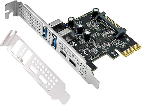 PCI-E 1X to 4-Port USB 3.2 Gen1 Expansion Card 5Gbps Data Transmission Built-in DC-DC Step-Down IC for Desktops in Saudi Arabia