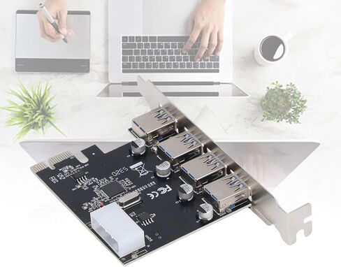 VBESTLIFE 4 Ports 5Gbps USB 3.0 PCI Express Expansion Card, Built in Self Powered Technology, for Wins 2000, Vista, Wins 7 Desktop PC in Saudi Arabia
