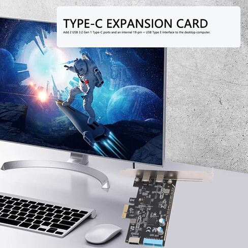 Sanpyl USB 3.2 Gen 1 PCIe Expansion Card for Desktop, 2 Port Type C 5Gbps Adapter Card with Internal 19 pin Connector, Plug and Play for Wins OS X in Saudi Arabia