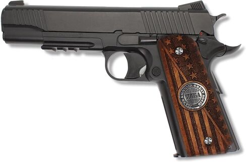 URAY 1911 Wood Grips with Trump MAGA Medallion and American Flag Design - Premium Pistol Grip Accessories for Colt Kimber Taurus Remington and Full-Size 1911 Models in Saudi Arabia
