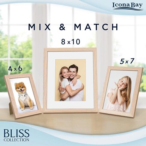 Icona Bay 4x6 Picture Frames (Black, 12 Pack), Modern Style Wood Composite Frames Table Top or Wall Mount, Bliss Collection in Kuwait