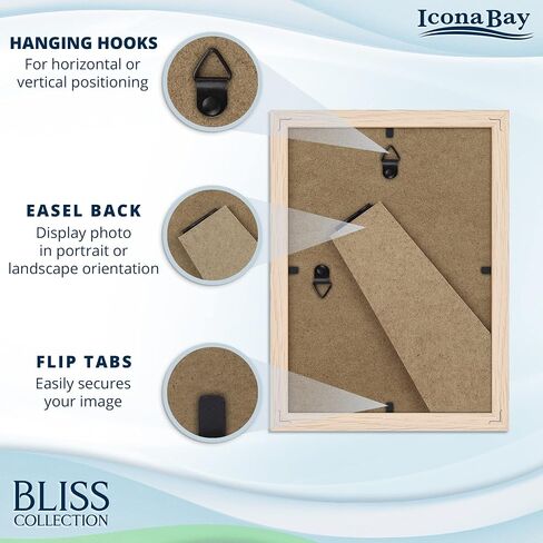 Icona Bay 4x6 Picture Frames (Black, 12 Pack), Modern Style Wood Composite Frames Table Top or Wall Mount, Bliss Collection in Kuwait