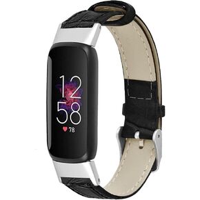 Leather Wristband Compatible with Fitbit Luxe,Lightweight Fashion Sport Band Comfortable Leather Slim Soft Replacement Strap Wristbands Adjustable 7.0-8.6 inch for Women Men - Brown in Saudi Arabia