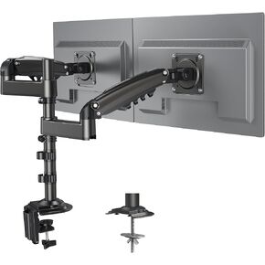 HUANUO Dual Monitor Arm for 13-32 inch Screens,Holds 19.8lb,Adjustable Monitor Stand with Clamp and Grommet Base,Vesa 75x75mm/100x100mm Compatibility (Black) in Saudi Arabia