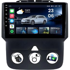 راديو سيارة 8Core 4G RAM لـ Dodge Ram 1500 2500 2013-2018: ترقية جودة الصوت العالية ستيريو السيارة 2K HD IPS شاشة لمس لاسلكية Carplay Android Auto GPS 5G WiFi Bluetooth كاميرا احتياطية FM AM EQ HiFi in Kuwait
