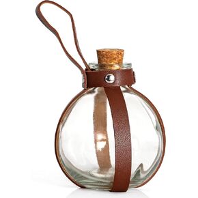 Skeleteen Dark Magic Potion Bottle - Brown Wizard Potions Glass Holder with Cork Stopper and Faux Leather Harness with Holster Loop in Kuwait