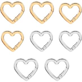 8PCS Heart Shape Carabiners, 2 Size Heavy Duty Cute Heart Carabiner Hearts Shaped Keychain Clip Anti-Theft Spring Snap for Key Backpack Dog Leashes Bottles Camping Outdoor Travel in Saudi Arabia