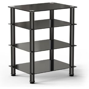 FITUEYES 4-Tier Media Stand Audio/Video Component Cabinet with Glass Shelf for/Apple TV/Xbox One/PS4 AS406001GB in Kuwait