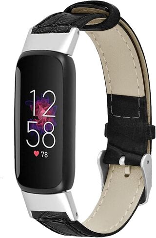 سوار معصم جلدي متوافق مع Fitbit Luxe، سوار رياضي عصري خفيف الوزن، جلد مريح نحيف وناعم قابل للتعديل 7.0-8.6 بوصة للنساء والرجال - بني in Kuwait