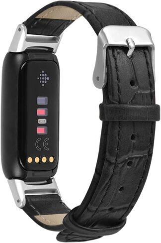 سوار معصم جلدي متوافق مع Fitbit Luxe، سوار رياضي عصري خفيف الوزن، جلد مريح نحيف وناعم قابل للتعديل 7.0-8.6 بوصة للنساء والرجال - بني in Kuwait