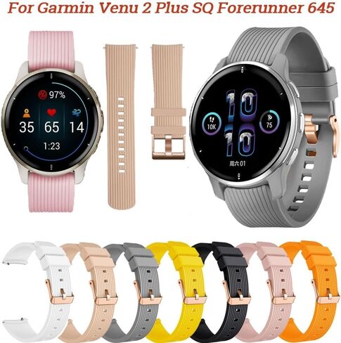 20 مللي متر الأصلي حزام (استيك) ساعة للغارمين Vivoactive 3 Venu 2 SQ Vivomove HR Forerunner 645 245 متر سيليكون حزام حزام الساعات اكسسوارات in Kuwait