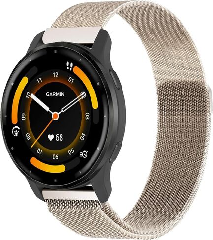 حزام معدني شبكي متوافق مع ساعة Garmin Venu 3S/4 41mm/2S/Forerunner 265S/255S، مشبك مغناطيسي من الفولاذ المقاوم للصدأ 18 مم، حزام بديل سريع الفك لـ Garmin Vivoactive 4S النساء والرجال in Kuwait