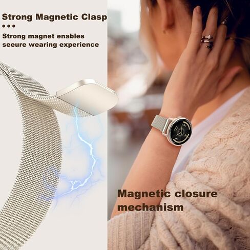 حزام معدني شبكي متوافق مع ساعة Garmin Venu 3S/4 41mm/2S/Forerunner 265S/255S، مشبك مغناطيسي من الفولاذ المقاوم للصدأ 18 مم، حزام بديل سريع الفك لـ Garmin Vivoactive 4S النساء والرجال in Kuwait
