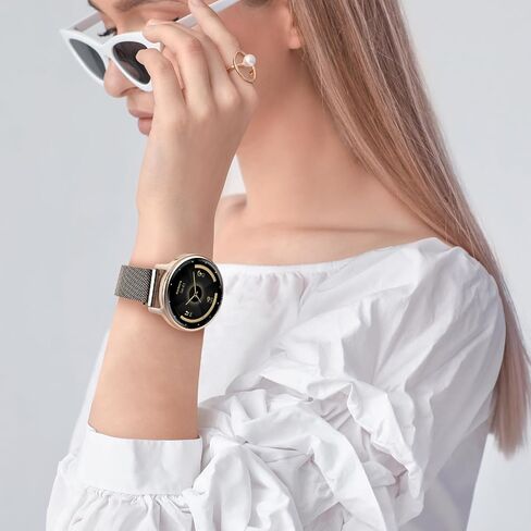 حزام معدني شبكي متوافق مع ساعة Garmin Venu 3S/4 41mm/2S/Forerunner 265S/255S، مشبك مغناطيسي من الفولاذ المقاوم للصدأ 18 مم، حزام بديل سريع الفك لـ Garmin Vivoactive 4S النساء والرجال in Kuwait