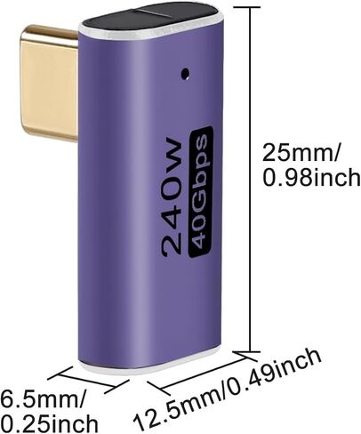 2pcs 90 Degree Right Angle USB C Male to Female Adapter, USB Type C Adapter Extender Support 240W, 40Gbps, 8K@60Hz for Steam Deck, MacBook,Thunderbolt ect(Vertical Bend) in Saudi Arabia