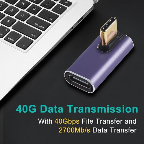 2pcs 90 Degree Right Angle USB C Male to Female Adapter, USB Type C Adapter Extender Support 240W, 40Gbps, 8K@60Hz for Steam Deck, MacBook,Thunderbolt ect(Vertical Bend) in Saudi Arabia