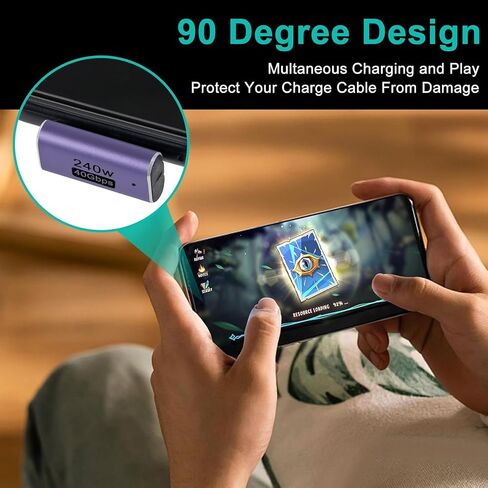 2pcs 90 Degree Right Angle USB C Male to Female Adapter, USB Type C Adapter Extender Support 240W, 40Gbps, 8K@60Hz for Steam Deck, MacBook,Thunderbolt ect(Vertical Bend) in Saudi Arabia