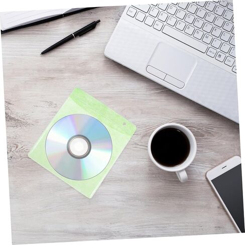 POPETPOP 200 قطعة من أكياس تخزين أقراص CD/DVD المحمولة من البولي بروبيلين للمركبة مقاس 12 سم منظم القرص للسفر المتوافق مع أقراص DVD بلون عشوائي in Saudi Arabia