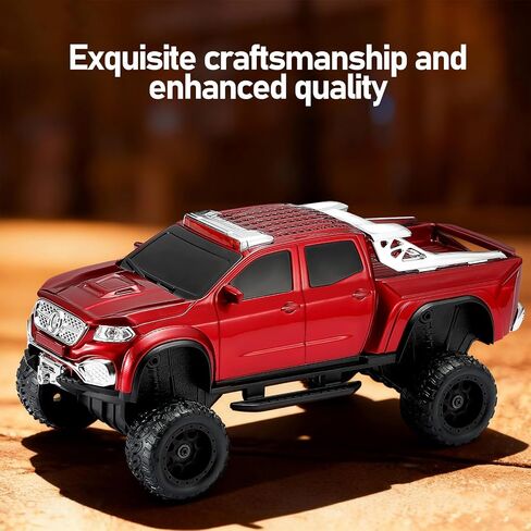 WS-X65 Pickup Truck Replica Bluetooth Speaker – HD Sound, FM Radio, TWS Stereo, LED Party Lights, USB/TF Playback, Built-in Mic – Cool Portable Car Design Speaker for Outdoors & Home (Red) in Kuwait