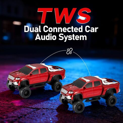 WS-X65 Pickup Truck Replica Bluetooth Speaker – HD Sound, FM Radio, TWS Stereo, LED Party Lights, USB/TF Playback, Built-in Mic – Cool Portable Car Design Speaker for Outdoors & Home (Red) in Kuwait