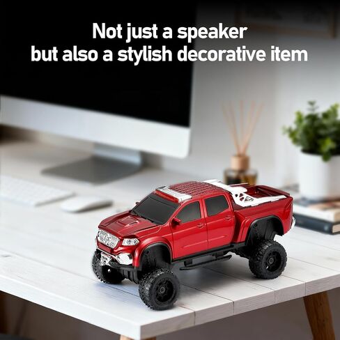 WS-X65 Pickup Truck Replica Bluetooth Speaker – HD Sound, FM Radio, TWS Stereo, LED Party Lights, USB/TF Playback, Built-in Mic – Cool Portable Car Design Speaker for Outdoors & Home (Red) in Kuwait