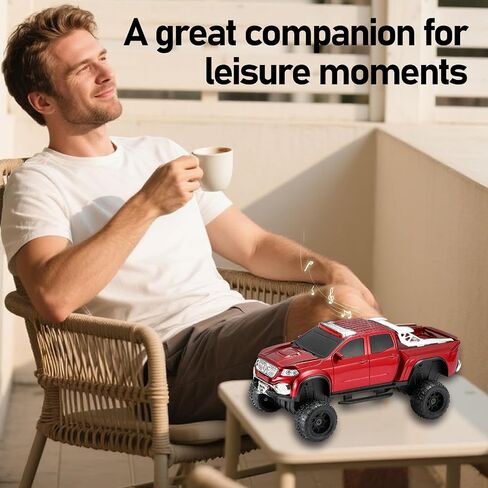 WS-X65 Pickup Truck Replica Bluetooth Speaker – HD Sound, FM Radio, TWS Stereo, LED Party Lights, USB/TF Playback, Built-in Mic – Cool Portable Car Design Speaker for Outdoors & Home (Red) in Kuwait