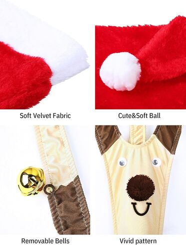 Hicarer Christmas Prank Present Reindeer Underwear, Mankini, Men Thong Suits with Christmas Hat for Xmas Exchange Present Surprise Toy Gag Favor Multicolor in Saudi Arabia
