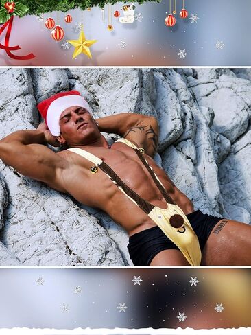 Hicarer Christmas Prank Present Reindeer Underwear, Mankini, Men Thong Suits with Christmas Hat for Xmas Exchange Present Surprise Toy Gag Favor Multicolor in Saudi Arabia
