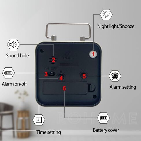Retro Small Alarm Clock, Silent Quartz Movement with Night Light, Decorative Non Ticking Hanging for Kids Living Room, Office, Desk, Bedroom, Bedside, Hotel, Shelf, Nightstand (Dark Blue) in Kuwait