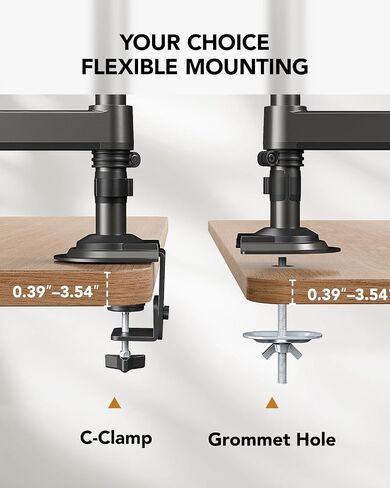 HUANUO Dual Monitor Arm for 13-32 inch Screens,Holds 19.8lb,Adjustable Monitor Stand with Clamp and Grommet Base,Vesa 75x75mm/100x100mm Compatibility (Black) in Saudi Arabia