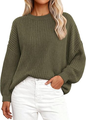 سترة عصرية للنساء من PRETTYGARDEN بأكمام طويلة ملابس شتوية مضلعة غير رسمية بلوفر وسترات وبلوزة in Kuwait